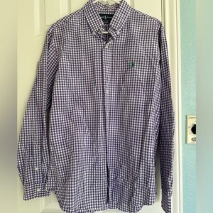 Ralph Lauren Classic Fit Size Large Purple Gingham Shirt Mens Button Up